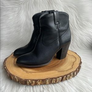 Frye western black leather booties